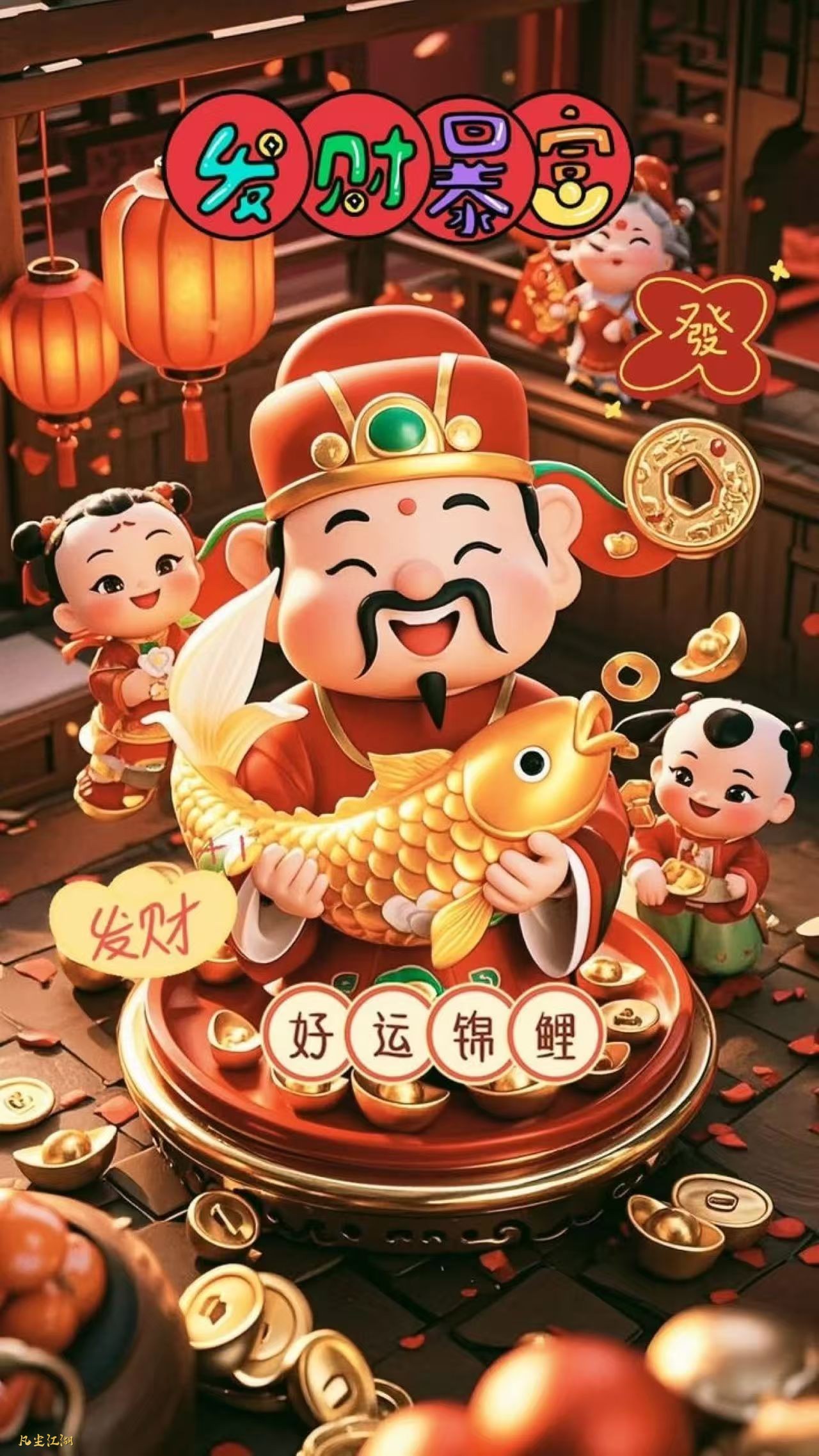 一组小财神祝大家元旦快乐