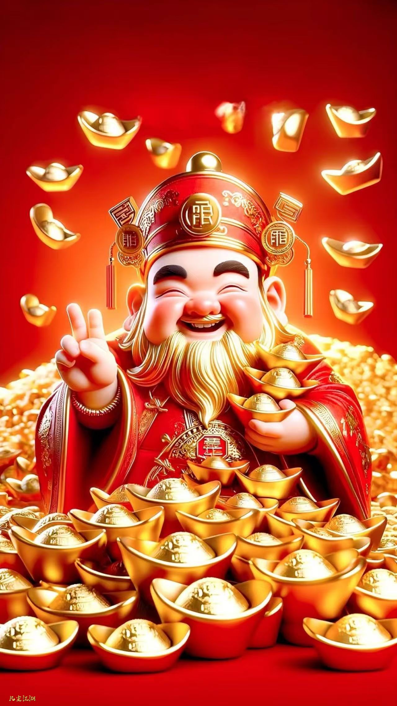 一组小财神祝大家元旦快乐
