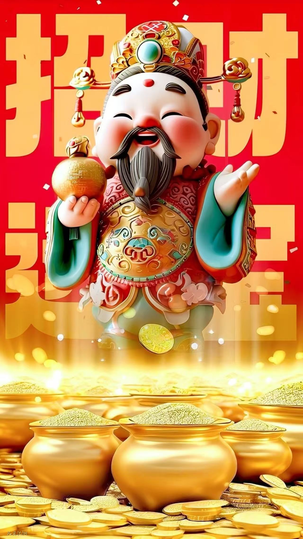 一组小财神祝大家元旦快乐