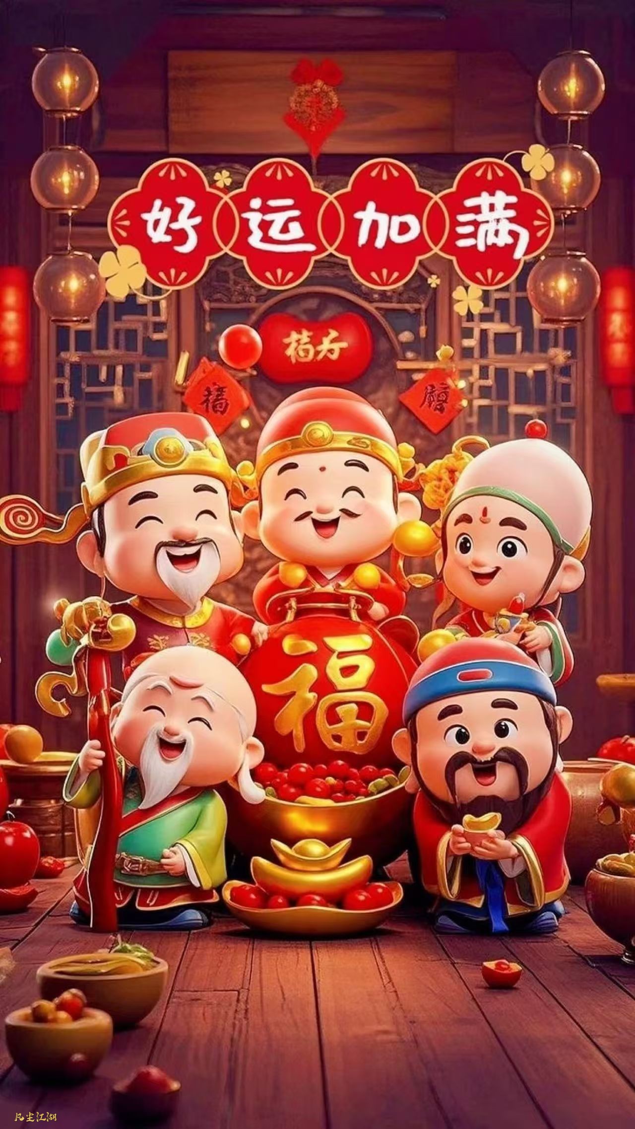 一组小财神祝大家元旦快乐