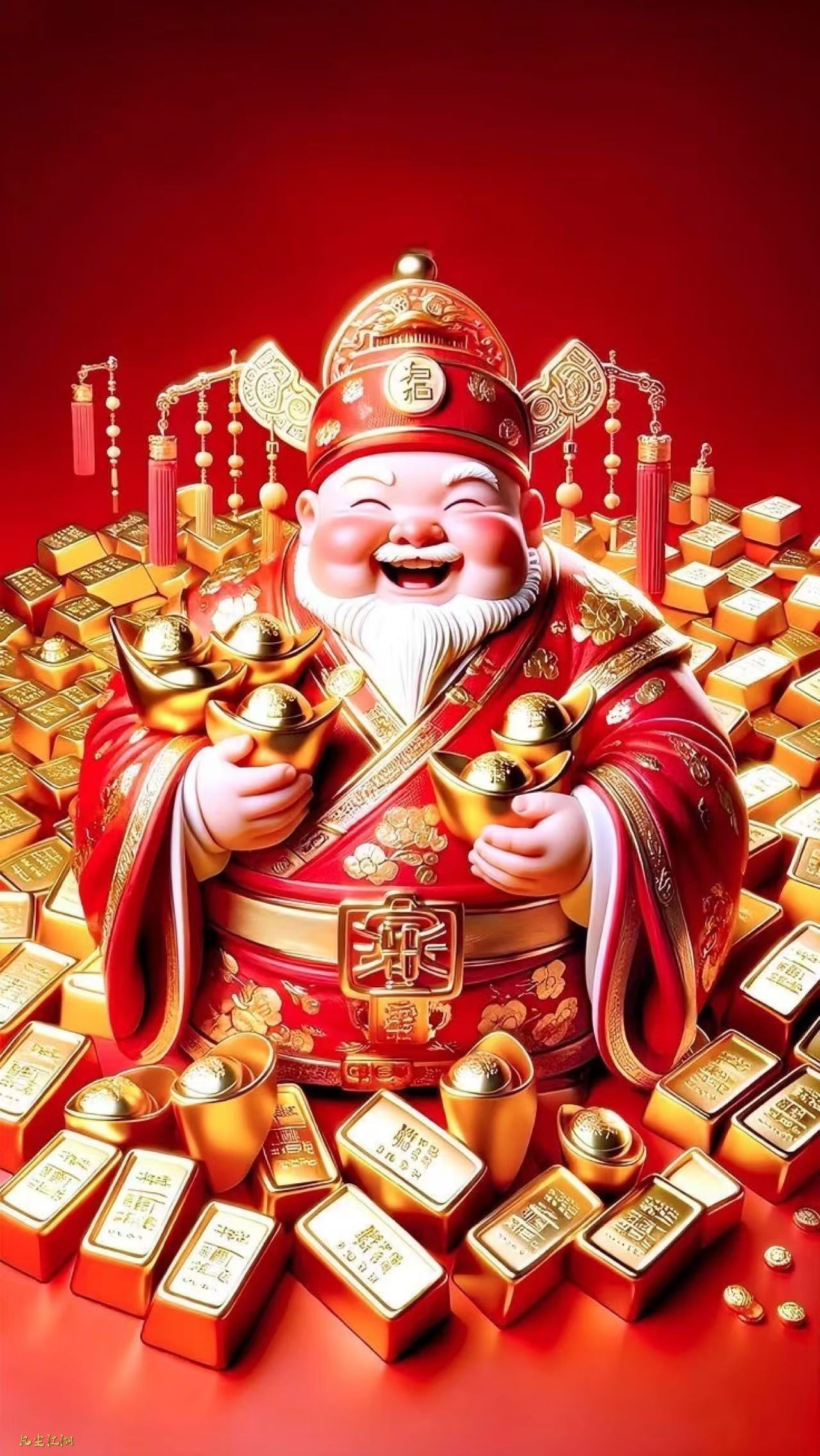 一组小财神祝大家元旦快乐