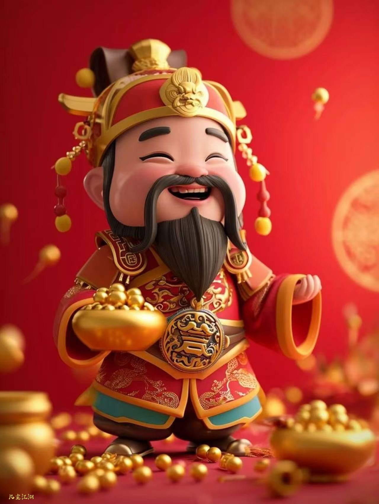 一组小财神祝大家元旦快乐